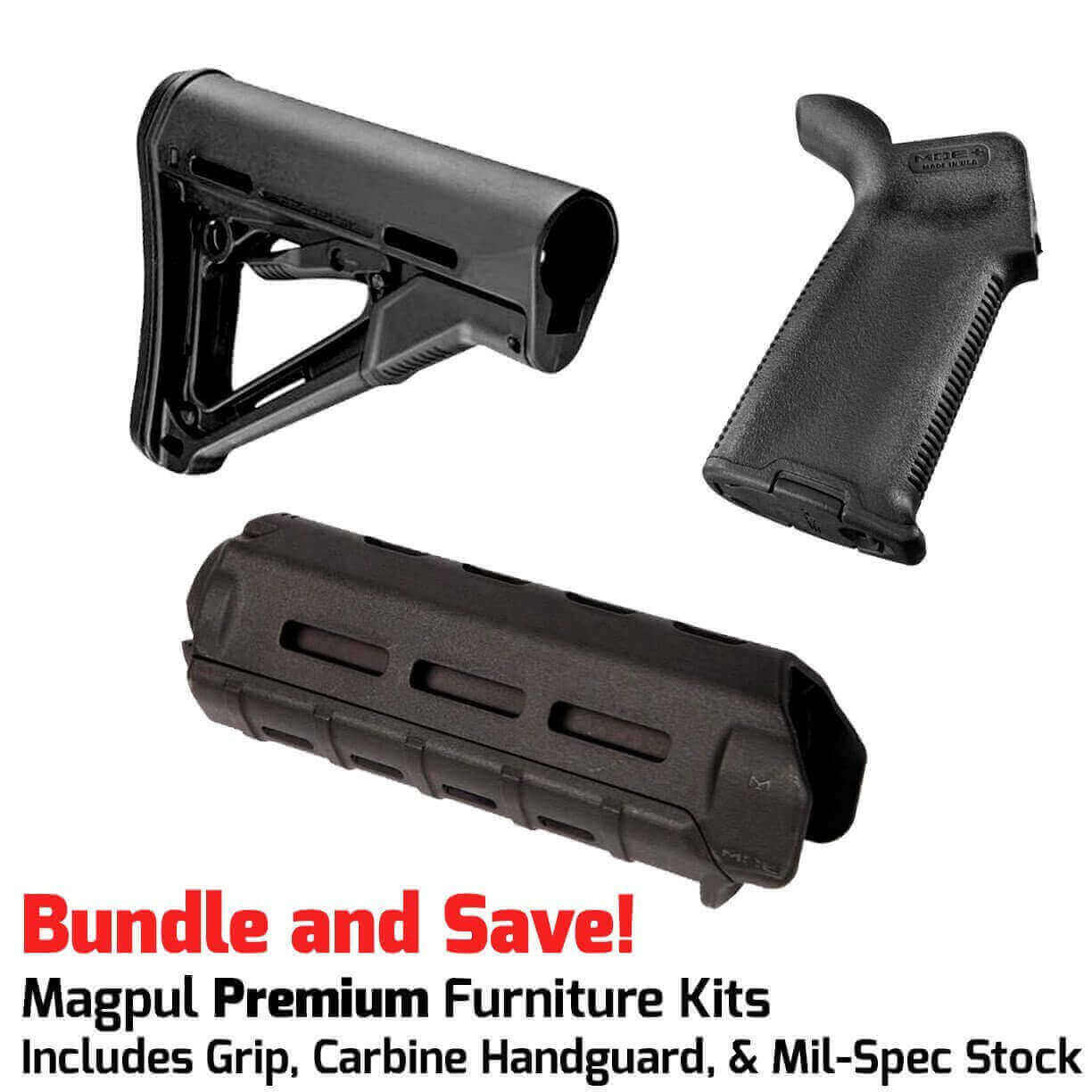 Furniture Kit: Team Accessories Corp. AR Butt Stock M4 Style + Davidson  Defense AR-15 'Bones' Polymer Grip